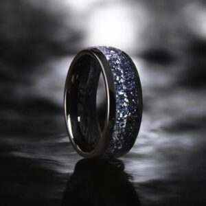 Sandstone Nebula Inlay 8MM Tungsten Carbide Wedding Band, Engagement Gift
