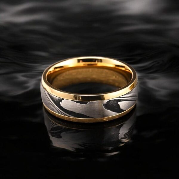Damascus Steel 8MM Ring, Men’s Simple Wedding Band, Fashion Anniversary Gift, Comfort Fit Jewelry