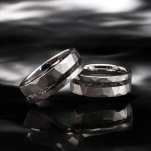 Meteorite Inlay 8MM Tungsten Carbide Elegant Wedding Ring